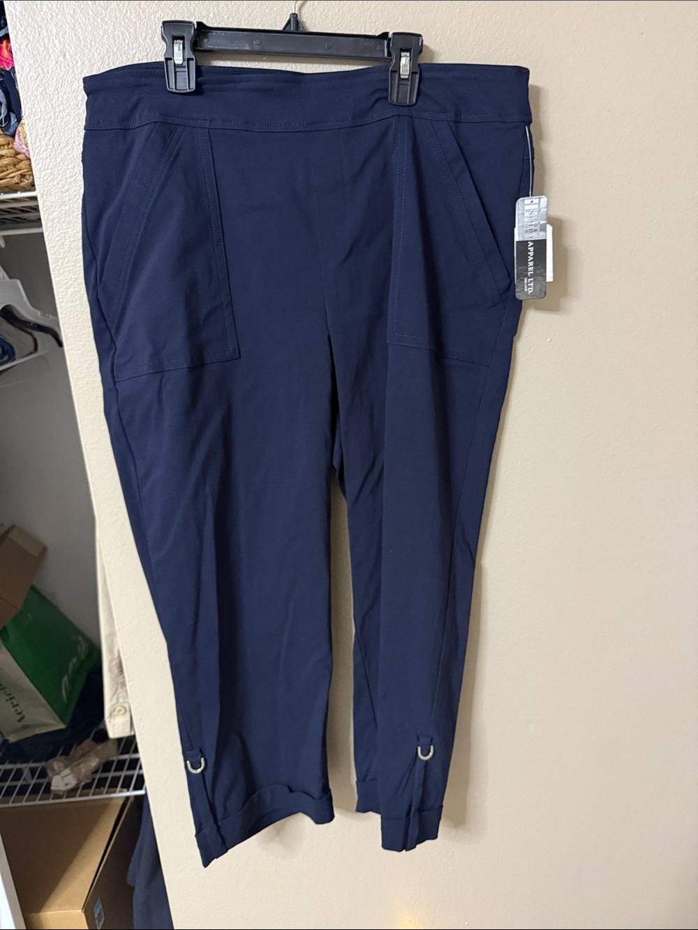 Soho Apparel Navy Pull-On Capri Pants with Ankle Rings